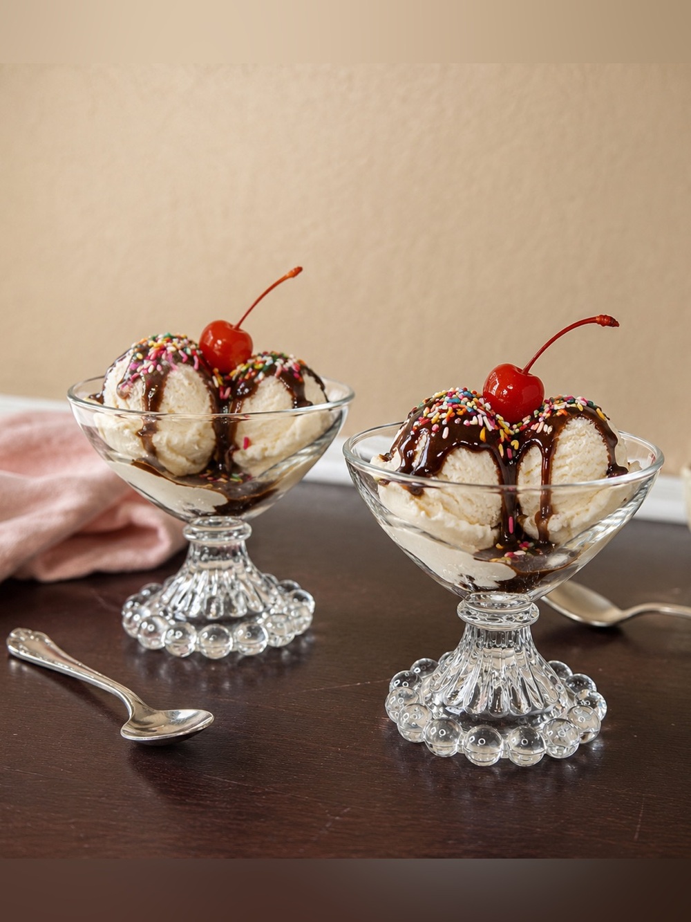 Vintage 1960s Anchor Hocking Berwick Boopie Dessert Glasses Set of 2